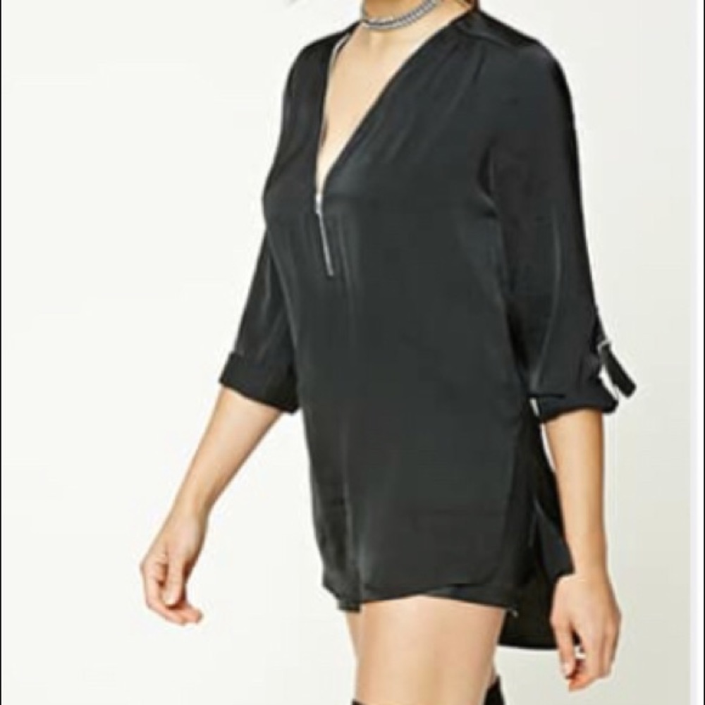 Satin zip up top